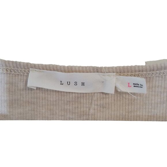 Lush Women's Oatmeal Ribbed Crop Tank Top Shirt Large NWT - Picture 2 of 4
